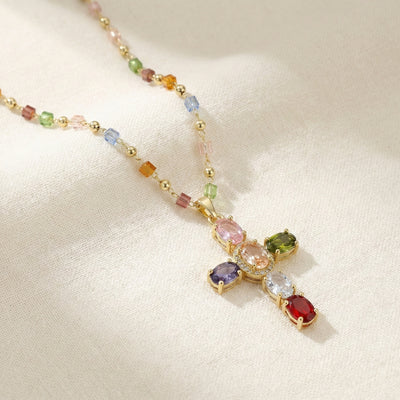 Rainbow Cross Necklace