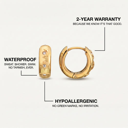 Moon & Star Huggie Hoops