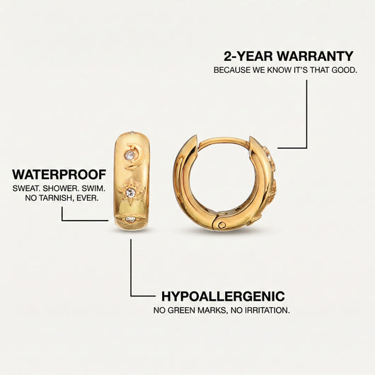 Moon & Star Huggie Hoops