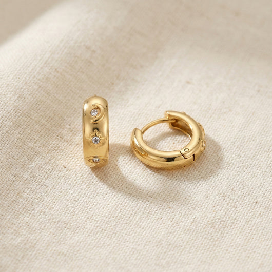 Moon & Star Huggie Hoops
