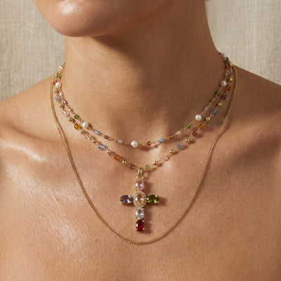 Rainbow Cross Necklace