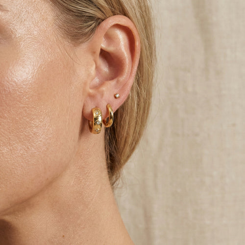 Moon & Star Huggie Hoops