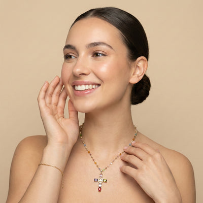 Rainbow Cross Necklace