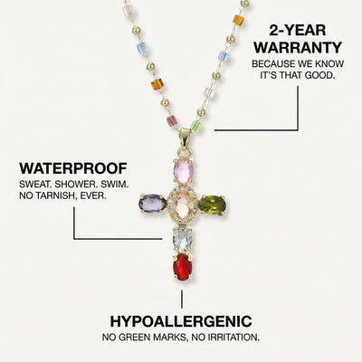 Rainbow Cross Necklace