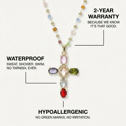 Rainbow Cross Necklace