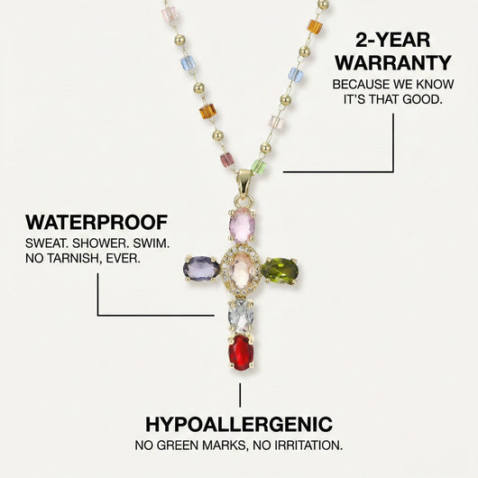 Rainbow Cross Necklace